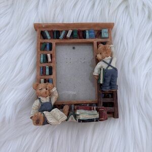 DEZINE Hand Painted Whimsical Bear Bookshelf Photo Frame GUC